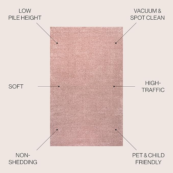 JONATHAN Y Haze Solid Low-Pile Pink Indoor Area Rug 5x8, Coastal,Bohemian,Minimalist,Classic, Easy-Cleaning for Living Room,Bedroom,Kitchen,Pet Friendly,Non-Shedding (SEU100P-5)