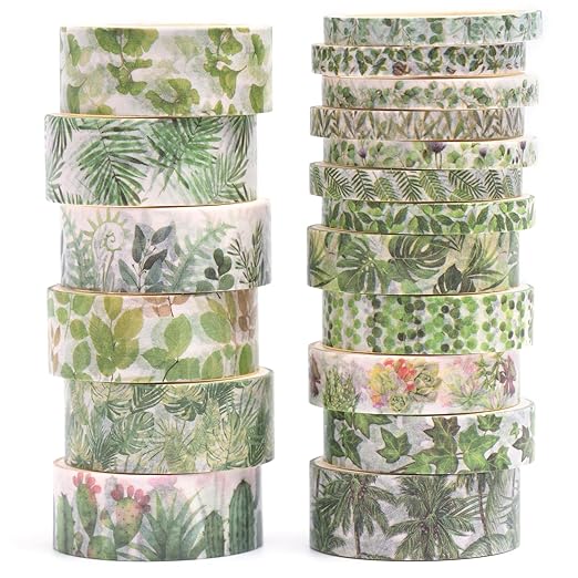 Songdao 18 Rolls Seasons Flowers Washi Tape Set Floral Arts Adhesive Tapes Blooming Garden Decorative Masking Tape Sets for Craft, Kids, Scrapbook, DIY, Gift Wrapping (Summer)