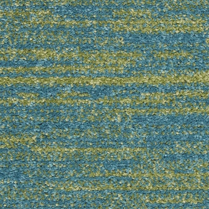 Nourison Home Nourison Essentials Blue Green 2'2" x 7'6" Area Rug - Easy Clean, Non Shedding, Bed Room, Living Room, Dining Room, Kitchen (8' Runner)