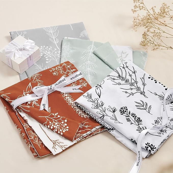 Bedsure Twin/Twin XL Duvet Cover - Reversible White Duvet Cover Set with Zipper Closure, 2 Pieces Cute Floral Patterned Bedding Set with 8 Corner Ties and 1 Pillow Sham