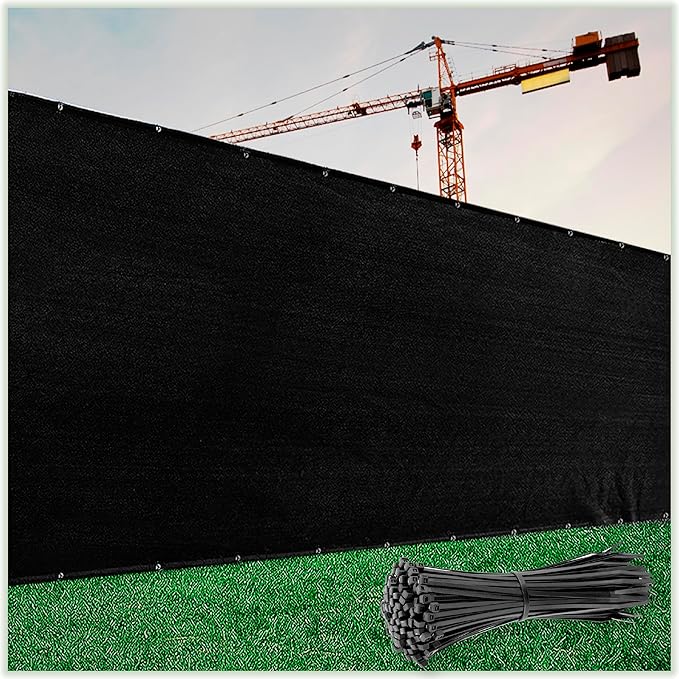 ColourTree 6' x 20' Black Fence Privacy Screen Windscreen Cover Fabric Shade Netting Mesh Cloth - Commercial Grade 170 GSM - Cable Zip Ties Included - We Make Custom Size