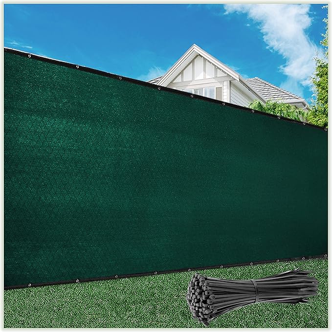 ColourTree Customized Size 6' Black and White Fence Screen Privacy Screen Heavy Duty Cable Zip Ties Included