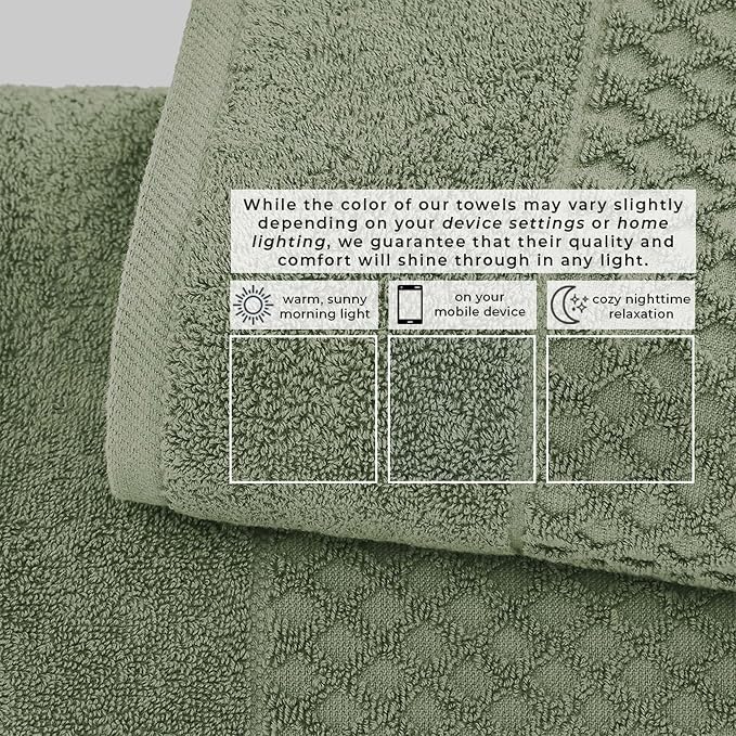Great Bay Home Bath Towels - 100% Cotton 4 Pack 54x27 Bath Towel Set - Absorbent, Durable, Quick-Dry Towels for Bathroom (Eucalyptus)