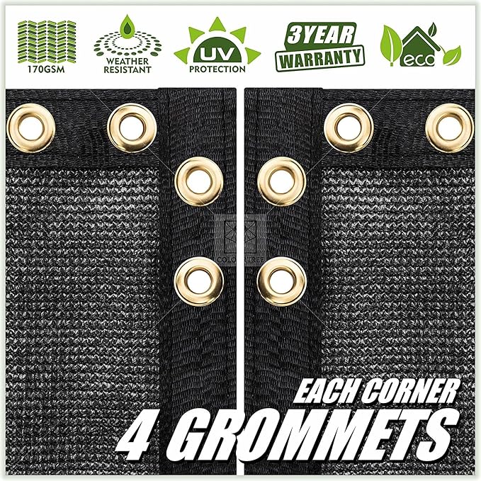 ColourTree Customized Size 6' Black and White Fence Screen Privacy Screen Heavy Duty Cable Zip Ties Included