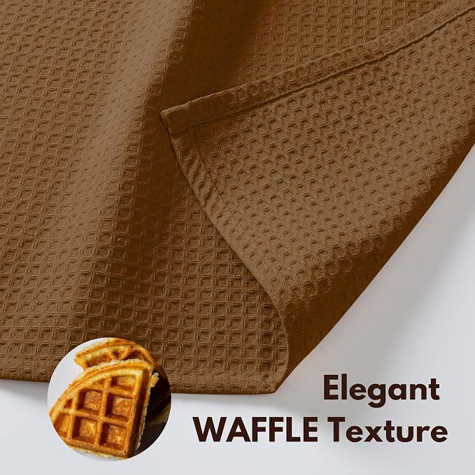 Native Fab 18 Pack Waffle Dish Cloths - 12x12 inch, 100% Cotton, Absorbent, Quick Drying, Washable & Reusable Towels for Cleaning, Cooking, Baking - Ideal for Home, Restaurants, Hotels, Cafes - Brown