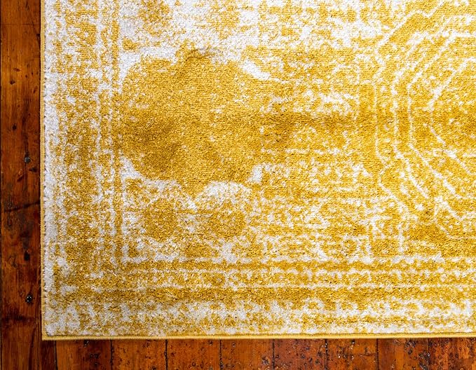 Unique Loom Bromley Collection Area Rug - Wells (8' x 10' Rectangle, Yellow/ Ivory)
