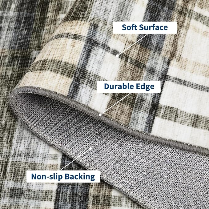 10x13 Area Rug for Living Room Washable Rugs Farmhouse Rug for Bedroom Large Rug Modern Non Slip Carpet Stain Resistant Throw Rugs for Dining Room Office Classroom, Blue/Beige