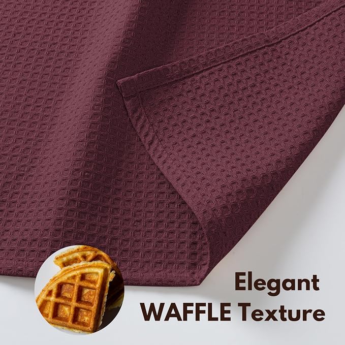 Native Fab Waffle 12 Pack Dish Cloths - 100% Cotton, Absorbent, Quick Dry, Washable Towels for Cleaning, Cooking & Drying Dishes - Perfect for Home, Restaurants, Bars, Cafes - 12"x12" - Burgundy