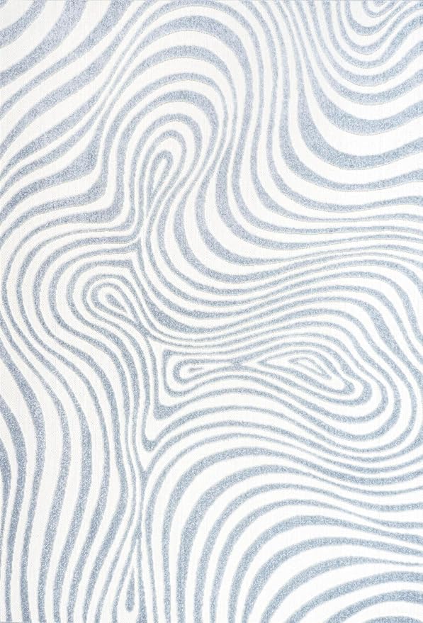 JONATHAN Y Maribo High-Low Abstract Striped Light Blue/Ivory 10x14 Indoor/Outdoor Area Rug, Pet Friendly, Non-Shedding, Stain Resistant, Easy-Cleaning for Backyard, Patio (SCN103C-14)