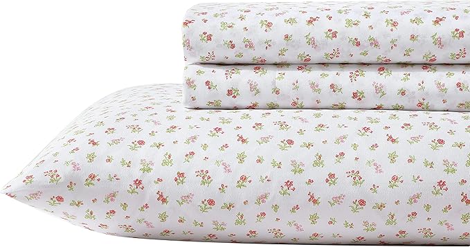 Laura Ashley Kids - Full Size Sheet Set, Soft & Wrinkle-Resistant Toddler Bedding, Fun & Whimsical Bedroom Decor, Ideal Girl Room Essentials (Mae Pink)