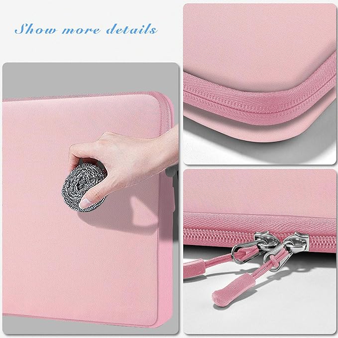 Hseok Laptop Case 15.6 Inch Sleeve, Shockproof Protective Water Repellent with Accessory Pocket,Compatible with Mac Pro 16 inch 2025-2019, Sleeve Bag for Most 15 15.6 16 Notebooks,Pink