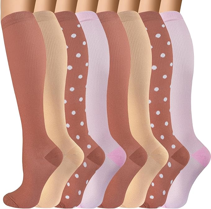 bropite Compression Socks for Women & Men 8 Pairs Circulation-Compression Socks 20-30 mmhg-Best for Running,Nurse,Travel,Yoga