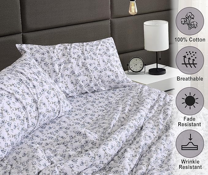 RUVANTI Flannel Sheets Twin Size - 100% Cotton Double Brushed Twin Sheets Set, Deep Pockets 16 Inches, All Seasons Breathable & Extra Soft Bed Sheets, Warm & Cozy, 3 Piece, Perri Me
