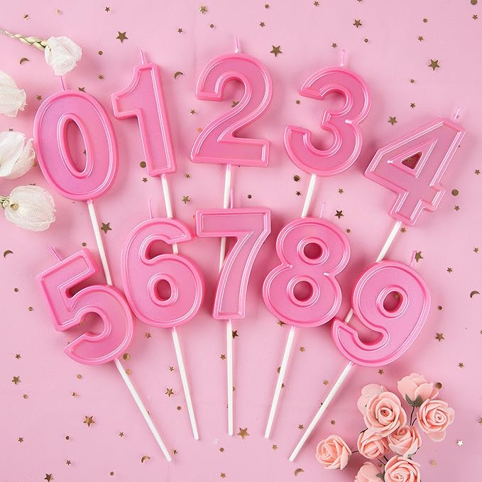 PHD CAKE 2.76 Inch Luxe Pink 9 Number Birthday Candles, Pinkk Number Candle, Cake Number Candles, Party Celebration