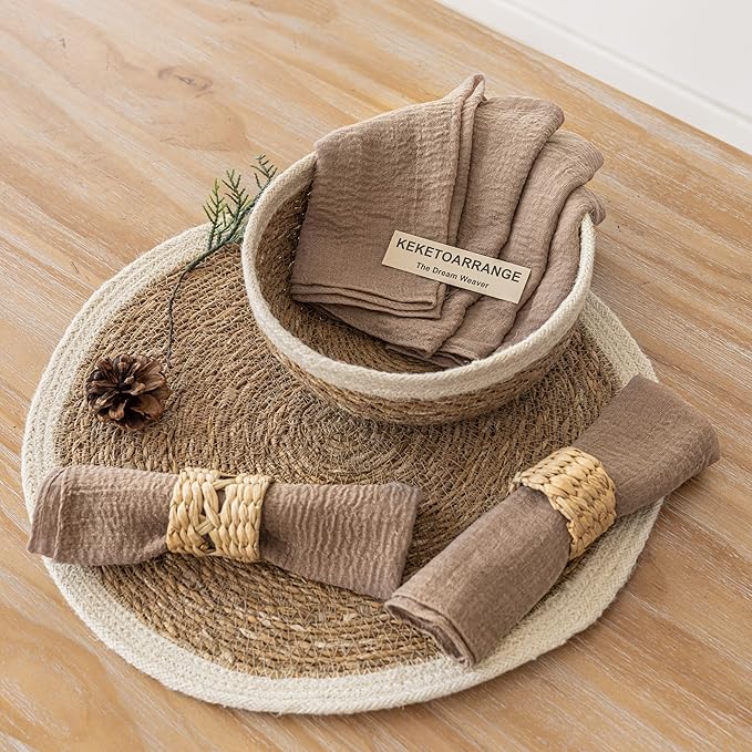 Cheesecloth Napkins 17x17 Inches Reusable Handmade Washable Table Napkins for Lunch Dinner Wedding Baby Shower Bridal Shower Party Rustic Boho Decorations Bulk Set of 10 Nude