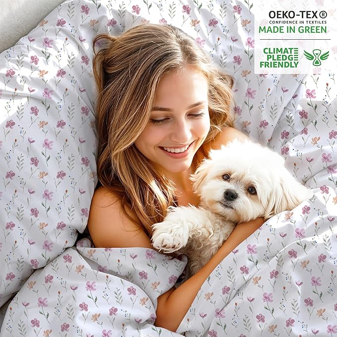 RUVANTI 100% Organic Cotton Sheets California King, Percale Weave, GOTS Certified, 4-Piece Set, Deep Pocket 13", Crisp & Breathable, Soft Durable Bedding, Sábanas Algodón Orgánico – Obsessed Stems