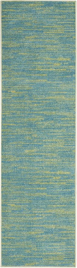 Nourison Home Nourison Essentials Blue Green 2'2" x 7'6" Area Rug - Easy Clean, Non Shedding, Bed Room, Living Room, Dining Room, Kitchen (8' Runner)