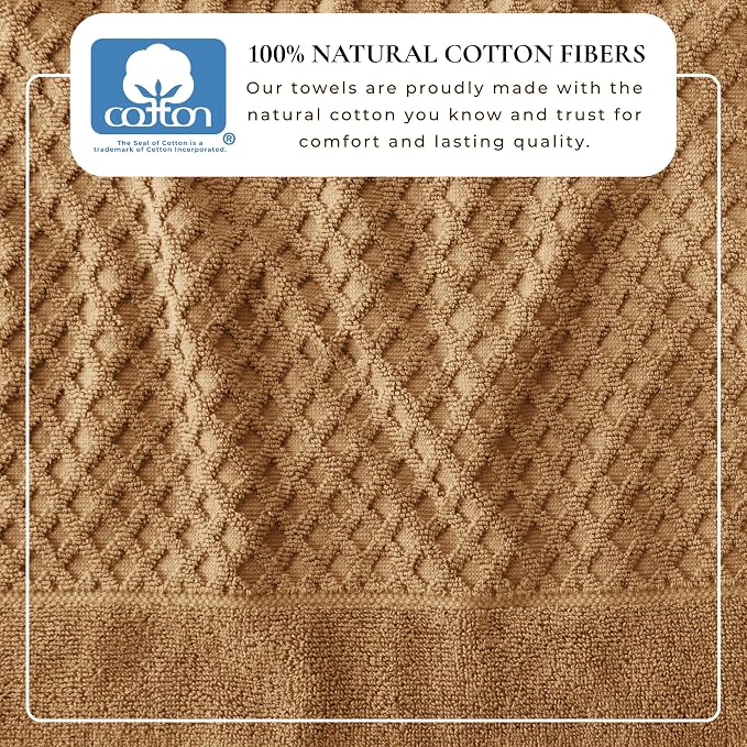 Great Bay Home Bath Towels - 100% Cotton 6 Piece Towel Set - Diamond Waffle Weave - Absorbent, Durable, Quick-Dry Towels for Bathroom (Mocha)