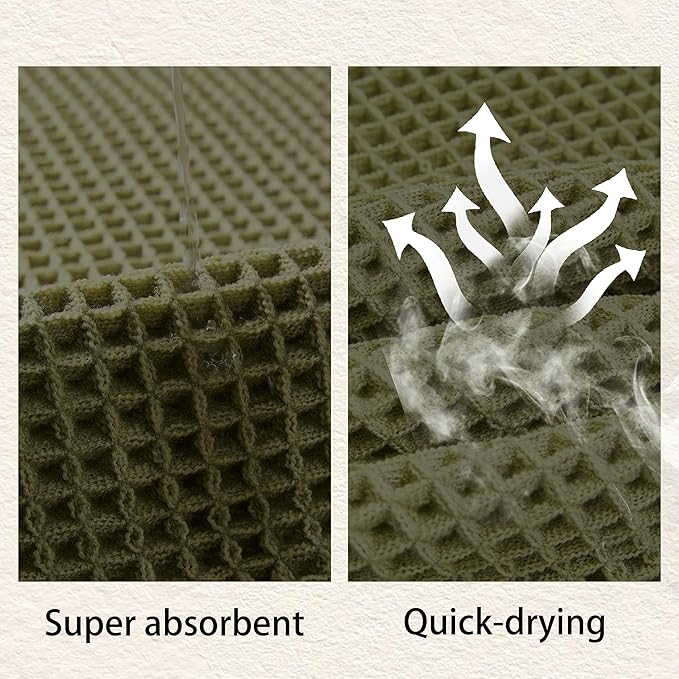 Waffle Runner Rug Non Slip, Boho Bath Mat, Super Absorbent Quick Dry Long Bath Runner Bathroom, Soft Farmhouse Bath Rug with Tassels, Washable Shower Mats for Floor 24"x72", Olive Green