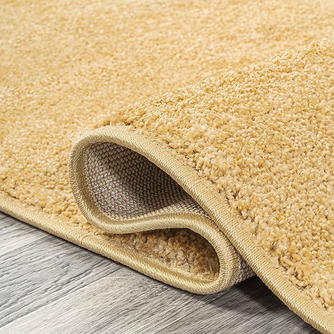 JONATHAN Y Haze Solid Low-Pile Mustard 8' Round Indoor Area Rug, Coastal,Bohemian,Minimalist,Classic, Easy-Cleaning for Living Room,Bedroom,Kitchen,Pet Friendly,Non-Shedding (SEU100B-8R)
