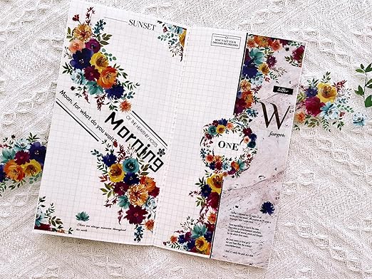 WT Pretty Florals Wide PET Tape, Single Roll, Original Designs, Floral Decorative Tape, Transparent Craft Tape for Bujo Planner & DIY Supplies, Watercolor Flowers