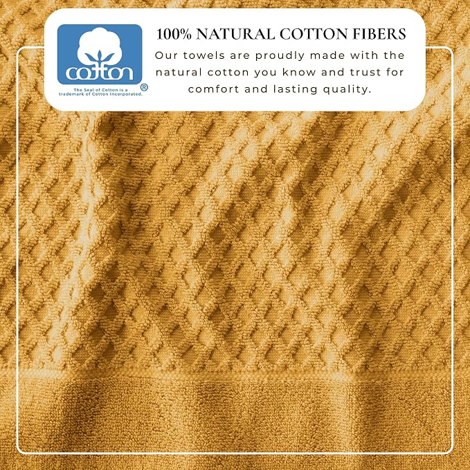 Great Bay Home Bath Towels - 100% Cotton 4 Pack 54x27 Bath Towel Set - Absorbent, Durable, Quick-Dry Towels for Bathroom (Marigold)
