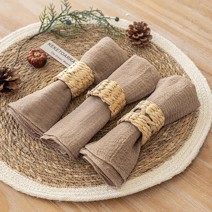 Cheesecloth Napkins 17x17 Inches Reusable Handmade Washable Table Napkins for Lunch Dinner Wedding Baby Shower Bridal Shower Party Rustic Boho Decorations Bulk Set of 10 Nude