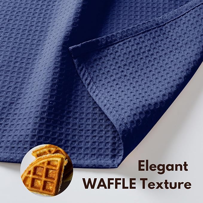 Native Fab Waffle Dishcloths 12 Pack - 100% Cotton, Ultra Absorbent Dish Cloths for Kitchen Cleaning, Drying, and Cooking - Soft and Durable Towels for Everyday Use, 12x12 inch - Ink Blue