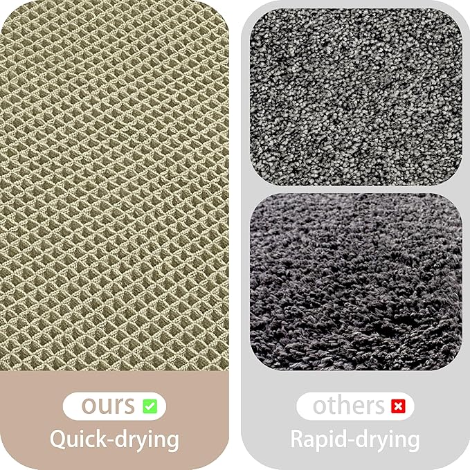 Waffle Bath Mat Non Slip, Boho Bathroom Rug, Super Absorbent Quick Dry Bathroom Mat, Soft Farmhouse Bath Rug with Tassels, Small Washable Shower Mats for Floor 20"x32", Tassels Sage Green
