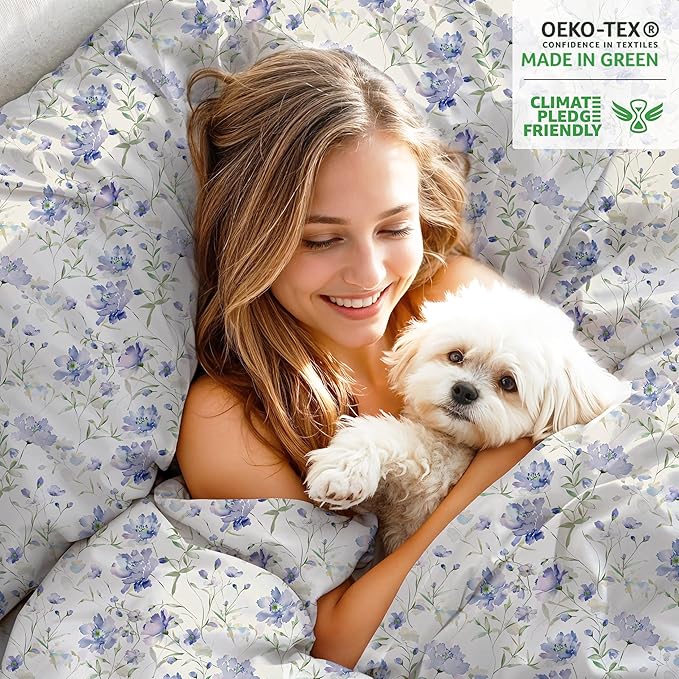 RUVANTI 100% Organic Cotton Sheets King Size, Percale Weave, GOTS Certified, 4-Piece Set, Deep Pocket 15", Crisp & Breathable, Soft Durable Bedding, Sábanas Algodón Orgánico – Heather