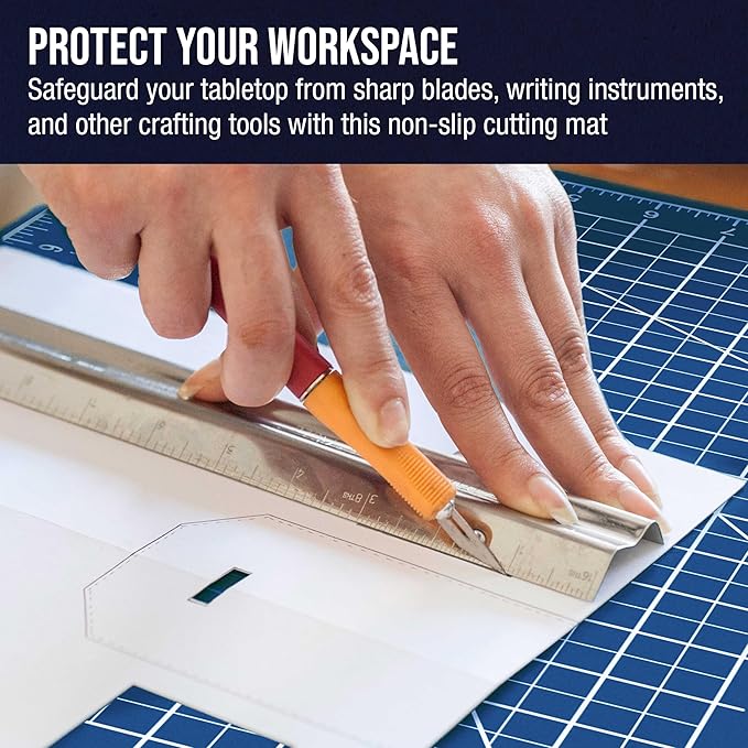 U.S. Art Supply 36" x 48" Self-Healing Cutting Mat 5-Ply - Double-Sided White/Blue Craft Mat, Non-Slip Cutting Mats for Crafts, Sewing, Quilting, Scrapbooking