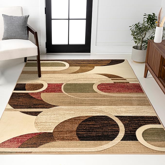 JONATHAN Y Abstract Arches Cream/Brown/Red Indoor Area Rug 3X5 ft, Tamara Retro for Living Room, Bedroom, Kitchen, Office, Easy-Cleaning, High Traffic, Pet-Friendly, Non-Shedding UNQ102A-3