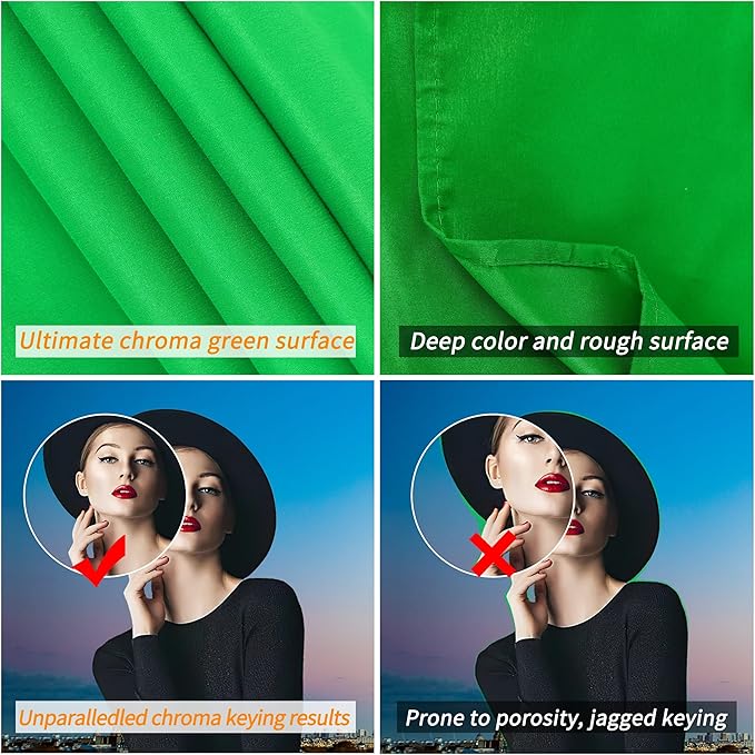 GFCC Green Screen Backdrop Background - 10x12FT Photography Backdrop Photo Background Screen for Video Recording Greenscreen Picture Photoshoot