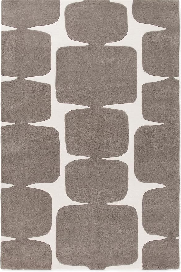 Restoration and Renovation Modern Wool Area Rug - Contemporary Abstract Geometric Design, Thick & Soft Hand-Tufted Carpet - Ideal for Indoor Decor in Living Room, Bedroom (Taupe, 3' x 5')