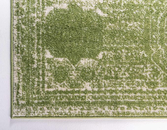 Unique Loom Bromley Collection Area Rug - Wells (7' 1" x 10' Rectangle, Green/ Ivory)