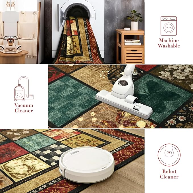 Tepook 5x7 Area Rugs for Living Room, Modern Large Geometric Rug for Bedroom, Washable Patchwork Rug Indoor Non Slip Throw Carpets for Dining Room Office Farmhouse Home Decor, Colorful
