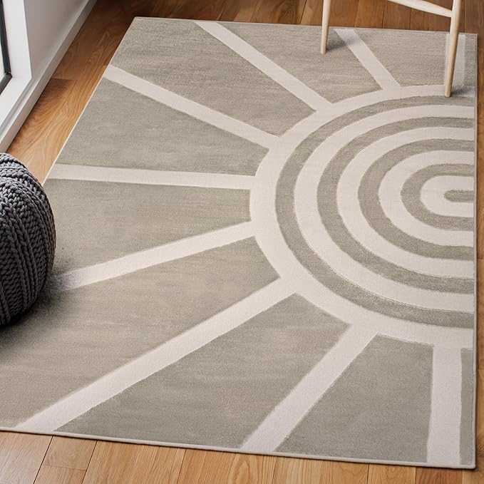 JONATHAN Y Sun Two-Tone High-Low Indoor Area Rug 4X6 Beige/Cream, Aelius MidCentury Scandinavian Abstract for Living Room, Bedroom, Kitchen, Easy-Cleaning, Pet-Friendly, Non-Shedding SND101A-4