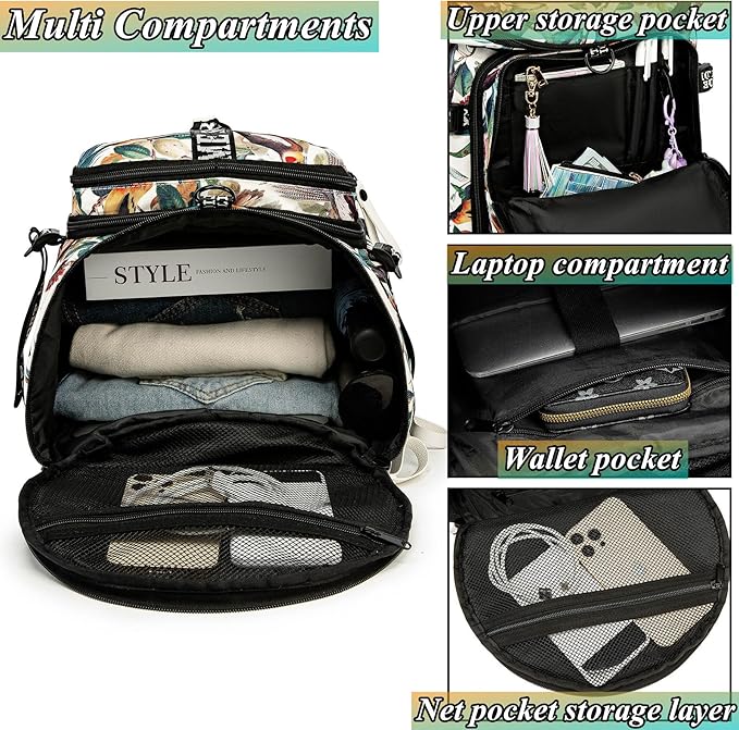 Gym Duffle Bag Backpack with Shoe Compartment,4 ways Travel Backpack for Women and Men,Multi-Functional Weekender bag with Waterproof Layer&Laptop Compartment for Fitness, Travel,Camping