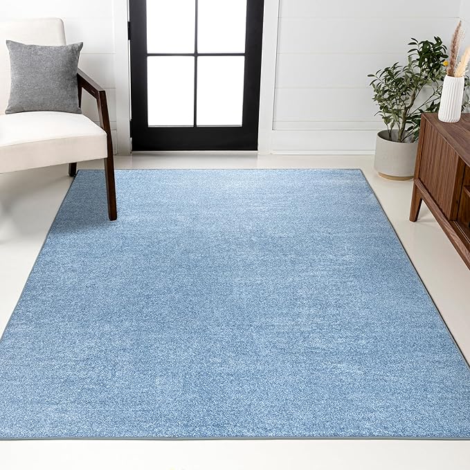 JONATHAN Y Haze Solid Low-Pile Classic Blue Indoor Area Rug 3x5, Coastal,Bohemian,Minimalist,Classic, Easy-Cleaning for Living Room,Bedroom,Kitchen,Pet Friendly,Non-Shedding (SEU100F-3)