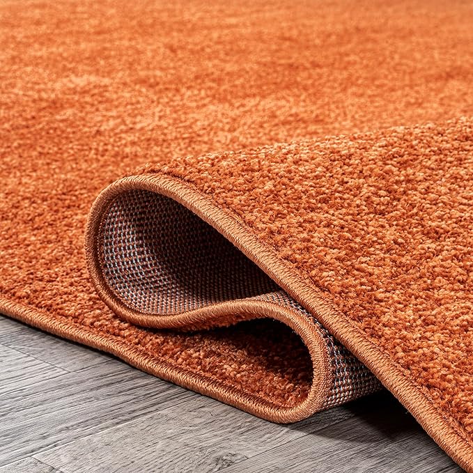 JONATHAN Y Haze Solid Low-Pile Orange Runner Rug 2x16, Coastal,Bohemian,Minimalist,Classic, Easy-Cleaning for Living Room,Bedroom,Kitchen,Pet Friendly,Non-Shedding (SEU100M-216)