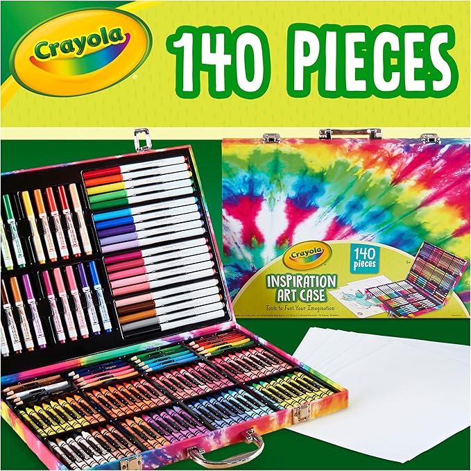 Crayola Inspiration Art Case Coloring Set - Tie-Dye (140ct), Art Supplies Set For Kids, Travel Drawing Kit, Holiday & Christmas Gift for Girls & Boys, Ages 5+ [Amazon Exclusive]
