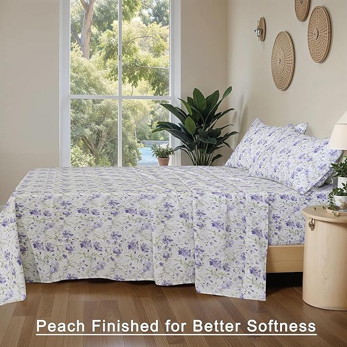 RUVANTI 100% Organic Cotton Sheets Queen Size, Percale Weave, GOTS Certified, 4-Piece Set, Deep Pocket 15", Crisp & Breathable, Soft Durable Bedding, Sábanas Algodón Orgánico – Heather