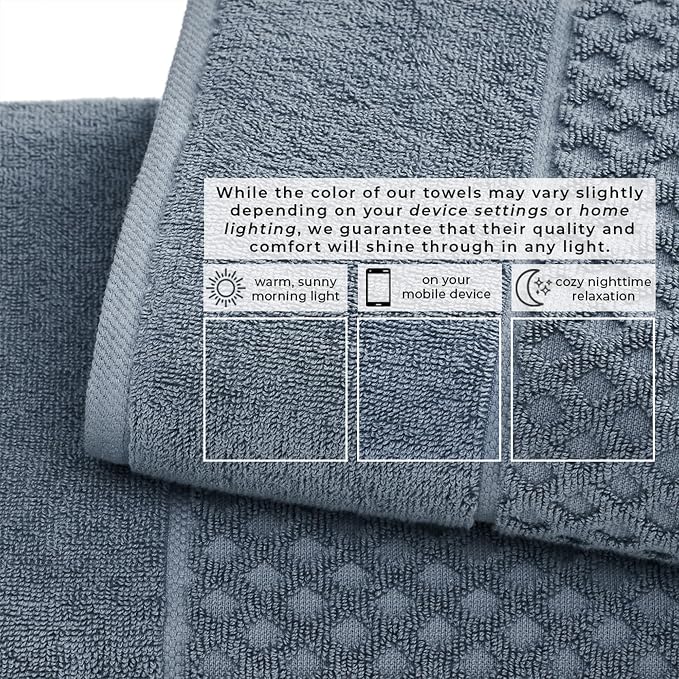 Great Bay Home Bath Towels - 100% Cotton 4 Pack 54x27 Bath Towel Set - Absorbent, Durable, Quick-Dry Towels for Bathroom (Blue)