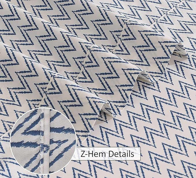 RUVANTI 100% Cotton Twin Sheets Set, 3 Pieces, Soft & Breathable Percale Weave Bedding, Deep Pocket 16", Hotel Standard, Crisp Cool Feel, Durable, Perfect Floral Bed Sheet, Chevron