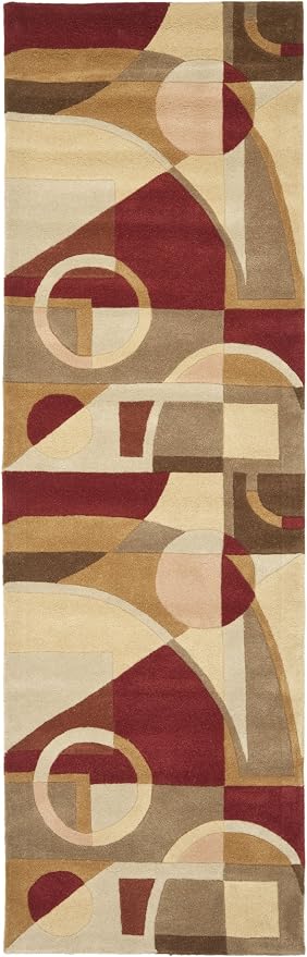 SAFAVIEH Rodeo Drive Collection Runner Rug - 2'6" x 16', Beige & Multi, Handmade Mid-Century Modern Abstract Wool, Ideal for High Traffic Areas in Living Room, Bedroom (RD845A)