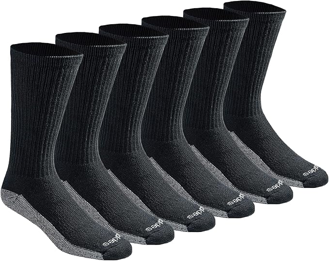 Dickies Men's Dri-Tech Original Moisture Control Crew Socks, Available in M-XXL (6, 12, 18 Pairs)
