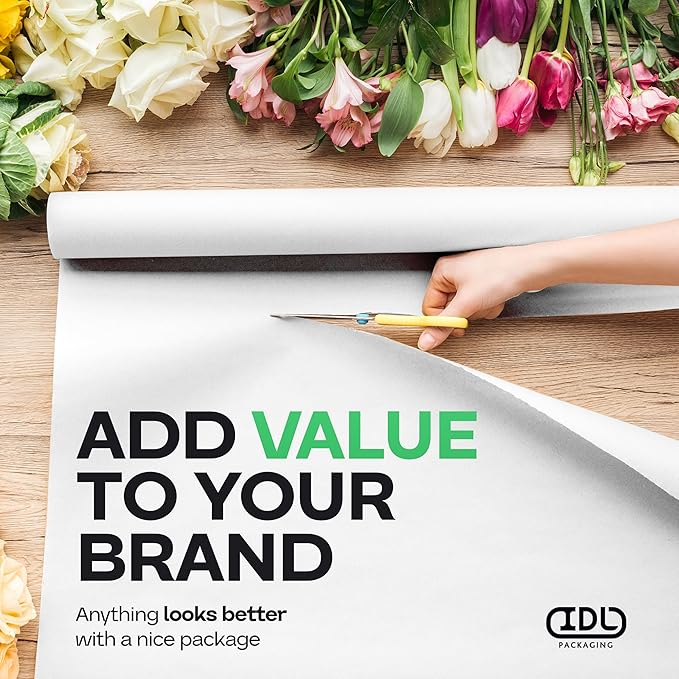 IDL Packaging White Paper Roll 36" x 1200" (100 feet) - USA-Made Quality White Kraft Paper 50lb Thickness for Packing, Moving, Shipping & Crafts/Arts - 100% Recyclable Natural Wrap Material