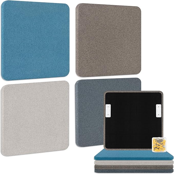 BUBOS 4 PCS Acoustic Panels 23.6''x23.6'', Sound Absorbing Panels for Wall, Decorative Fabric Soundproof Panels, Sound Deadening Panel for Studio, Office & Home Theater,Mistral