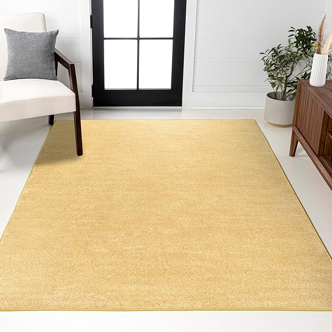 JONATHAN Y Haze Solid Low-Pile Mustard Indoor Area Rug 4x6, Coastal,Bohemian,Minimalist,Classic, Easy-Cleaning for Living Room,Bedroom,Kitchen,Pet Friendly,Non-Shedding (SEU100B-4)