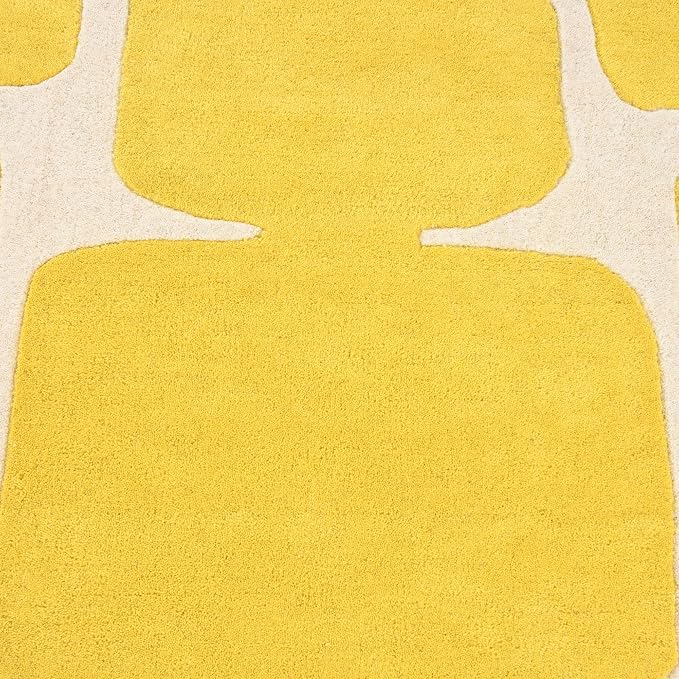 Restoration and Renovation Modern Wool Area Rug - Contemporary Abstract Geometric Design, Thick & Soft Hand-Tufted Carpet - Ideal for Indoor Decor in Living Room, Bedroom (Honey, 6' x 9')